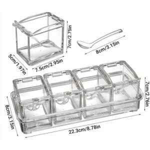 Four Grid Seasoning Box with Lid