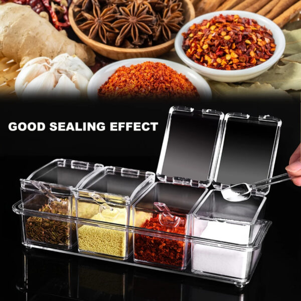 Four Grid Seasoning Box with Lid